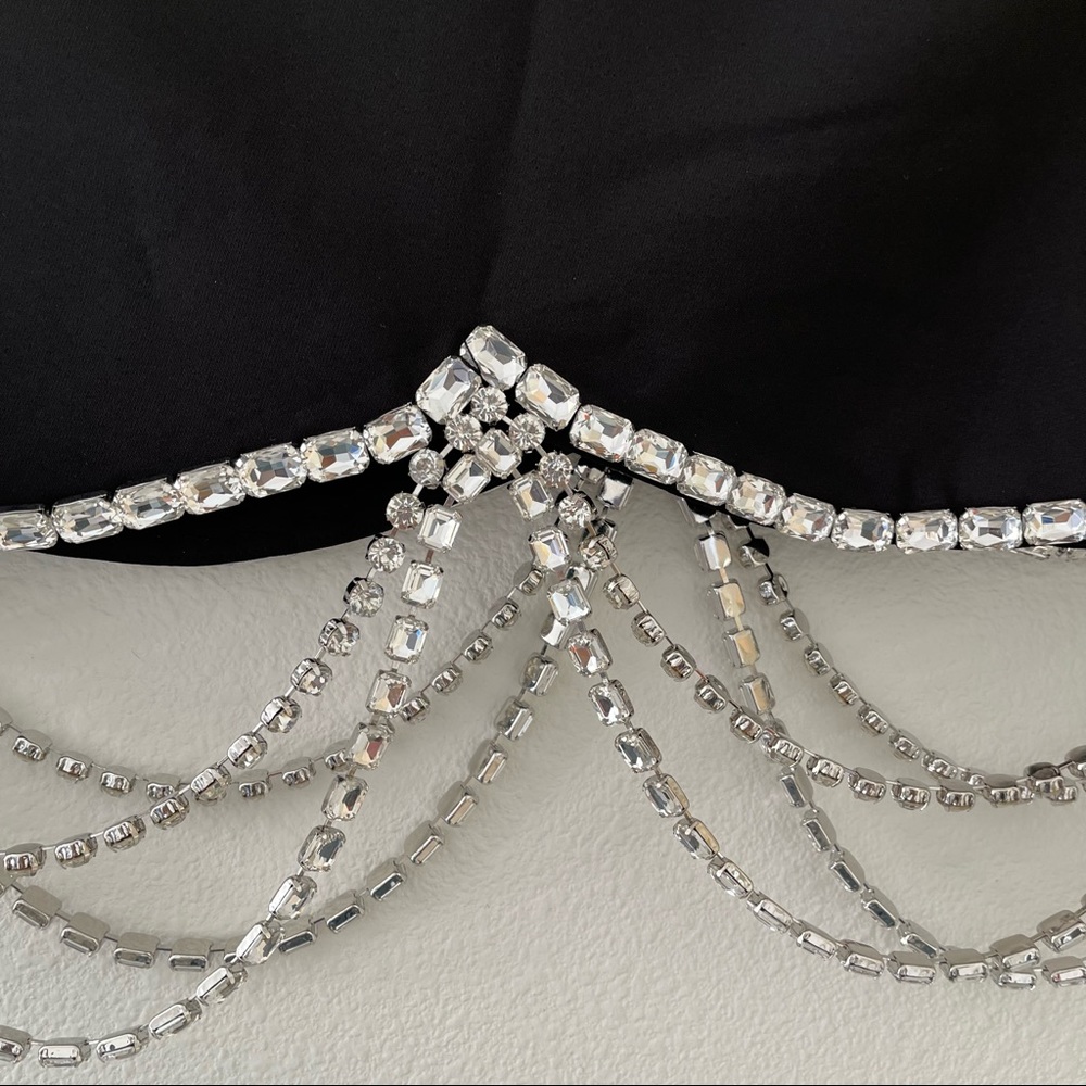 AREA DRAPED CRYSTAL SCALLOP MINI SKIRT - Picture 9 of 10